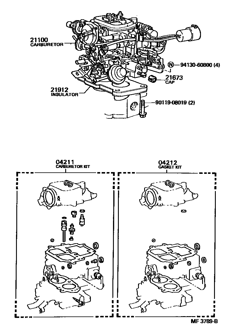 Toyota HILUX carburetor assembly EPC diagram — MF3789B