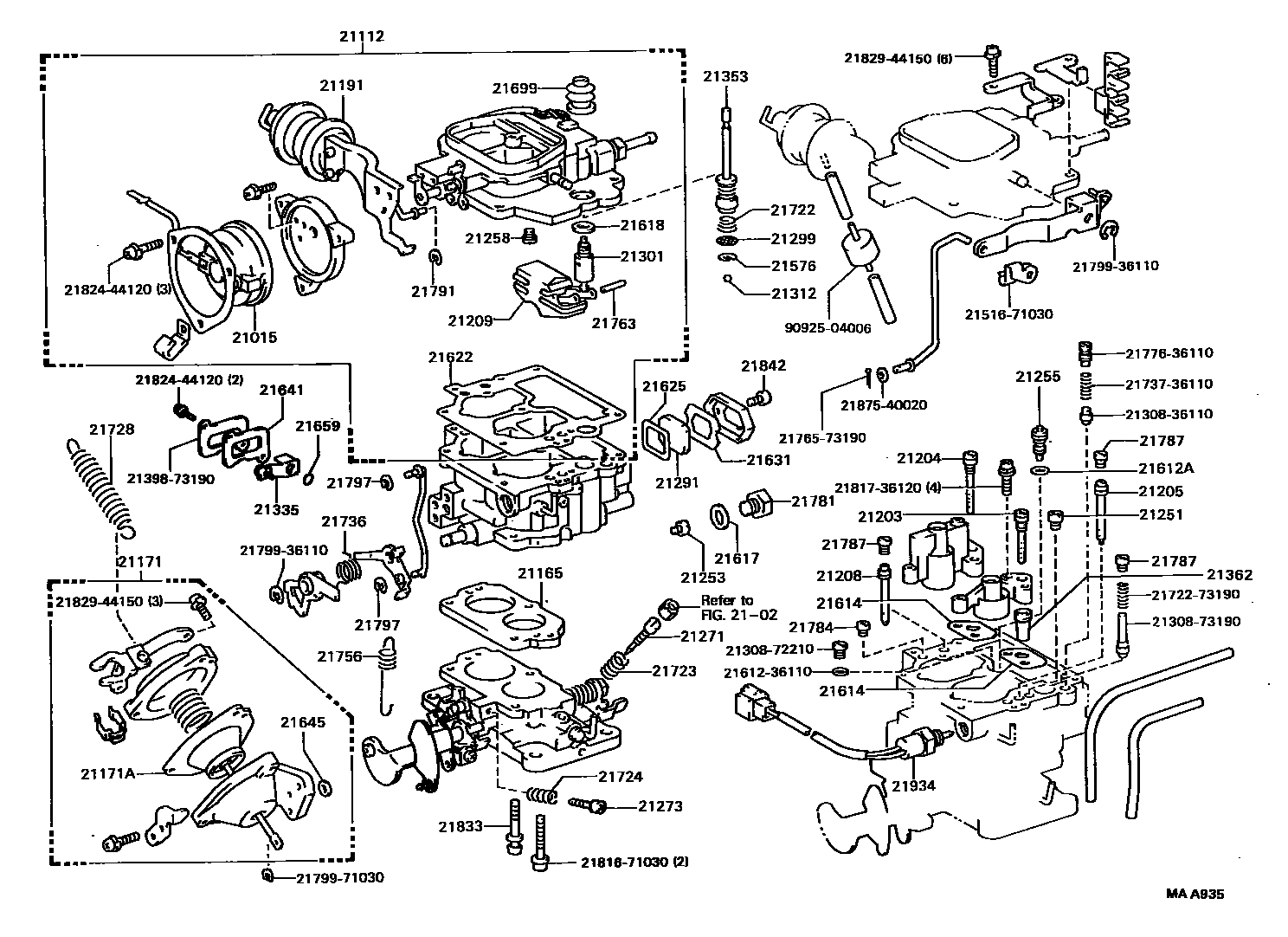 Toyota HILUX 化油器 EPC diagram — MAA935