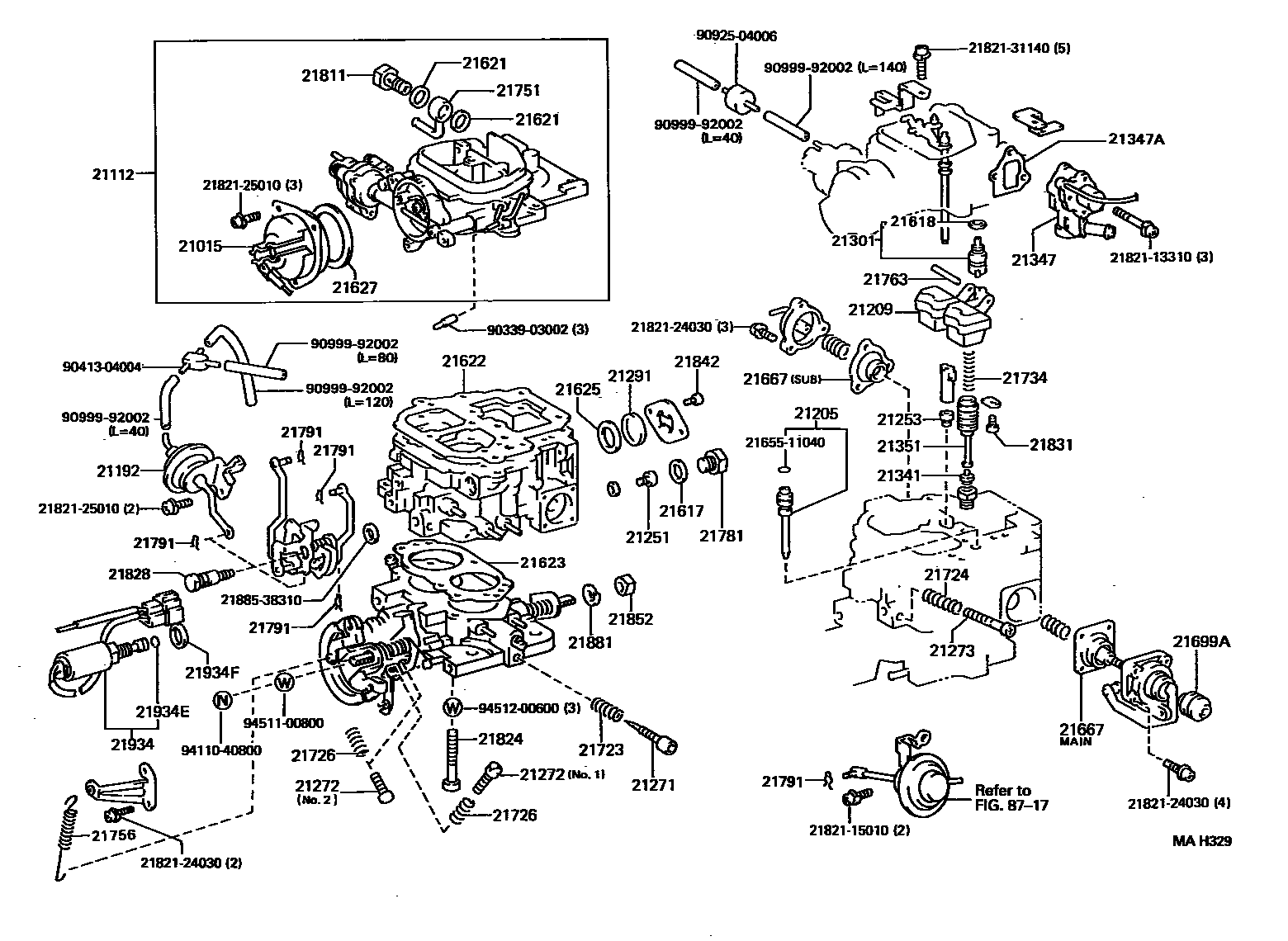 Toyota HILUX 化油器 EPC diagram — MAH329