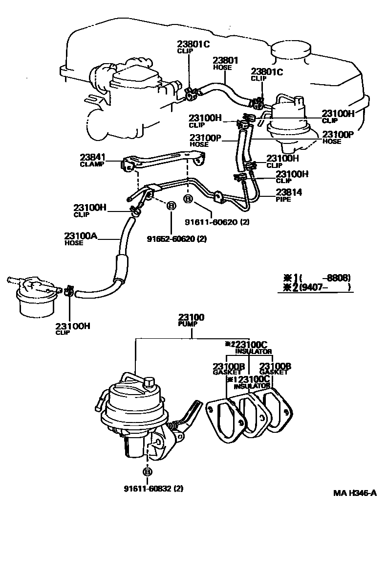 Toyota HILUX 燃油泵和燃油管 EPC diagram — MAH346A