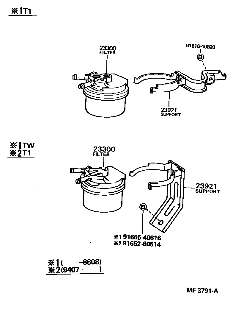 Toyota HILUX fuel filter EPC diagram — MF3791A