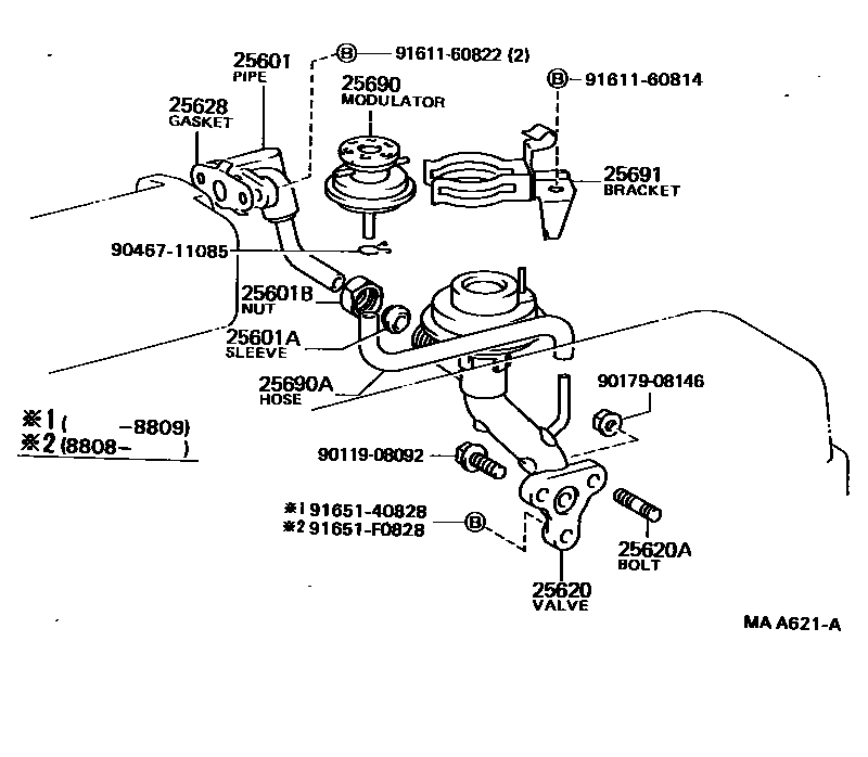 Toyota HILUX 废气再循环系统 EPC diagram — MAA621A