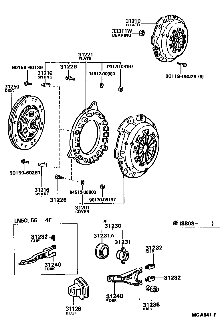 Toyota HILUX 离合器和分离叉 EPC diagram — MCA641F