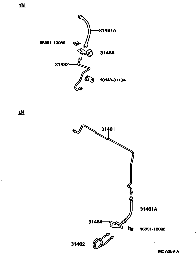 Toyota HILUX 离合器踏板和挠性软管 EPC diagram — MCA259A