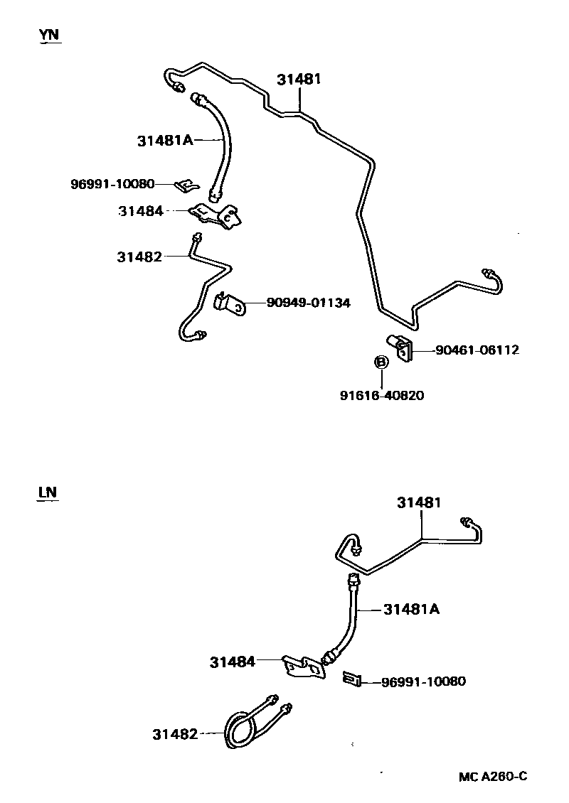 Toyota HILUX 离合器踏板和挠性软管 EPC diagram — MCA260C