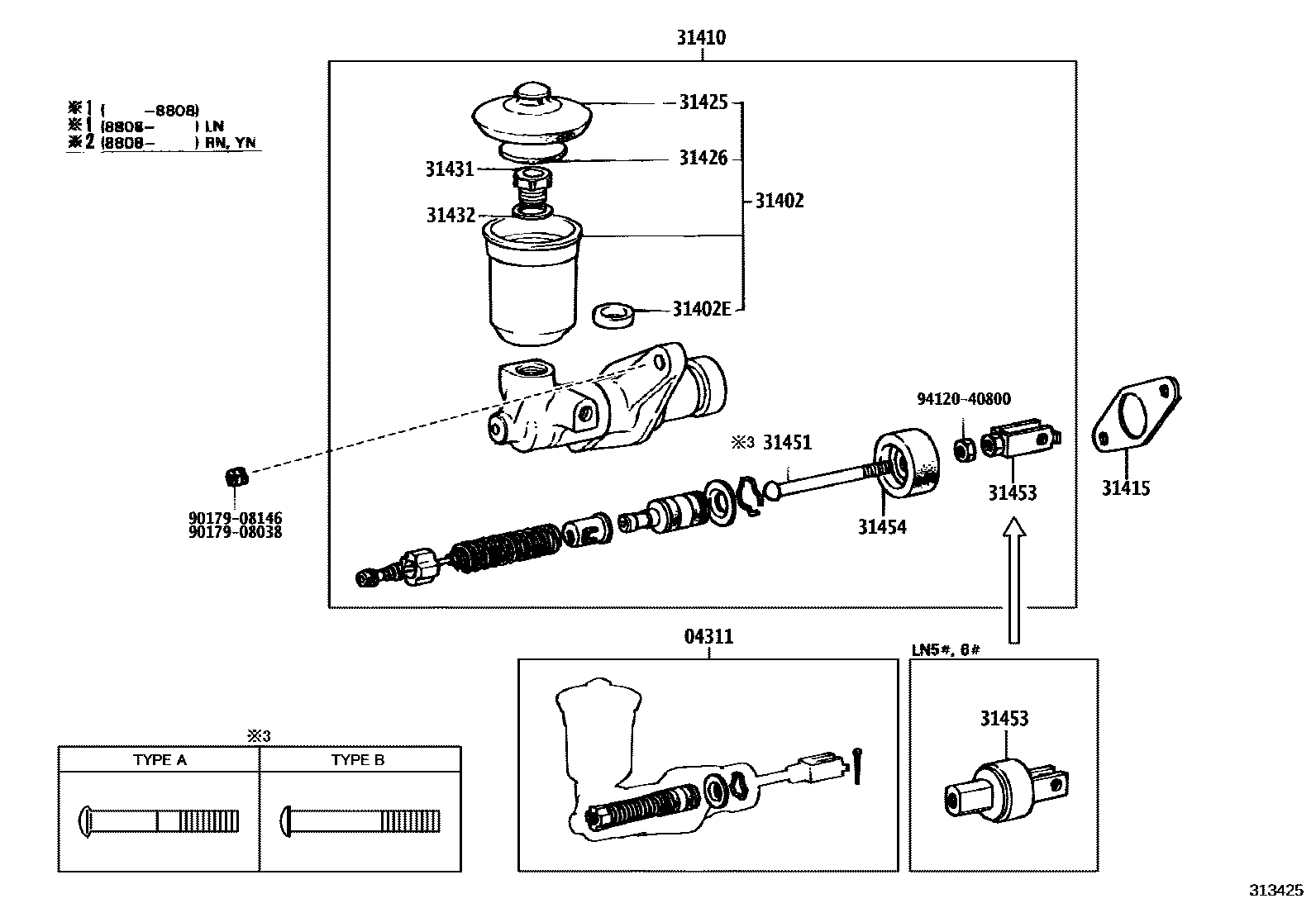 Toyota HILUX 离合器总泵 EPC diagram — 313425