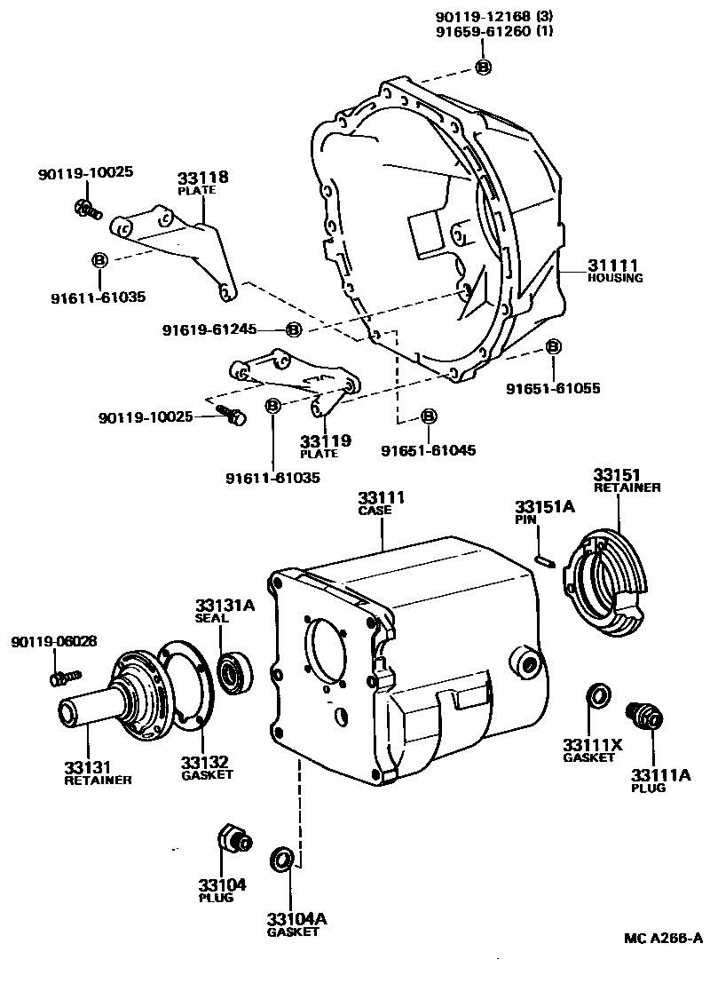 Toyota HILUX 离合器壳和变速器壳(MTM) EPC diagram — MCA266A