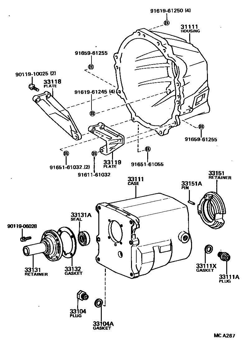 Toyota HILUX 离合器壳和变速器壳(MTM) EPC diagram — MCA267