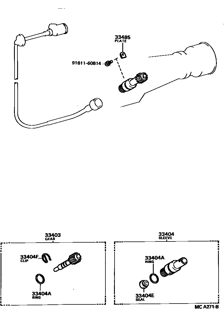 Toyota HILUX 速度表从动齿轮(MTM) EPC diagram — MCA271B