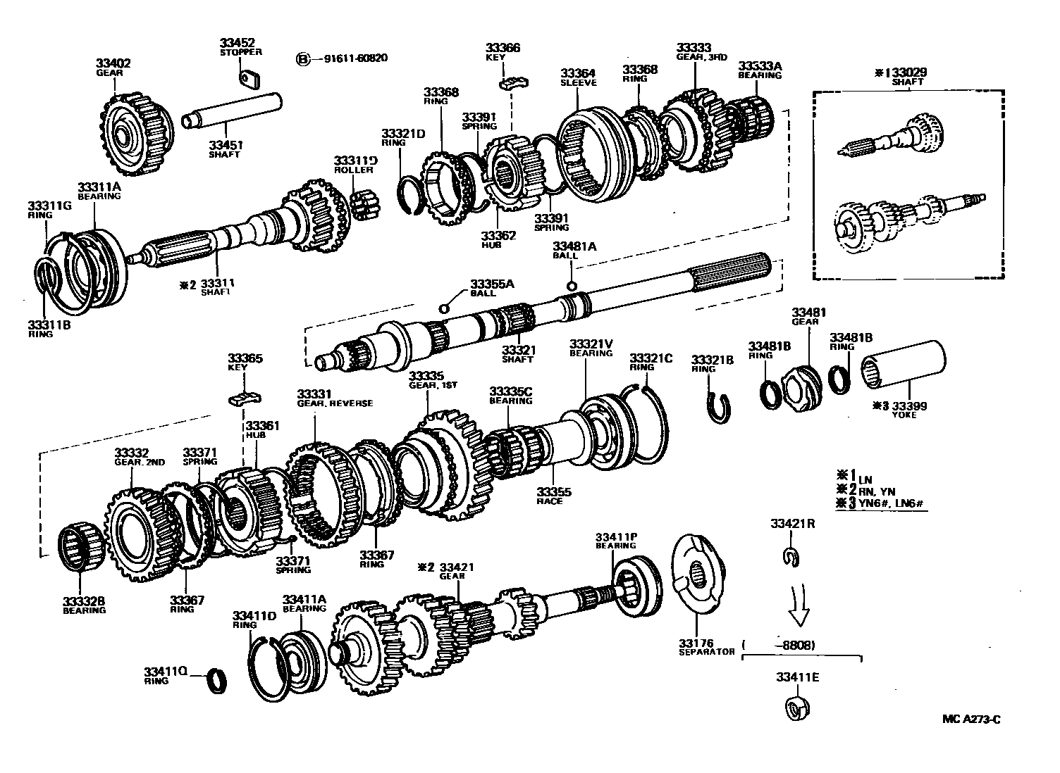 Toyota HILUX 变速器齿轮(MTM) EPC diagram — MCA273C