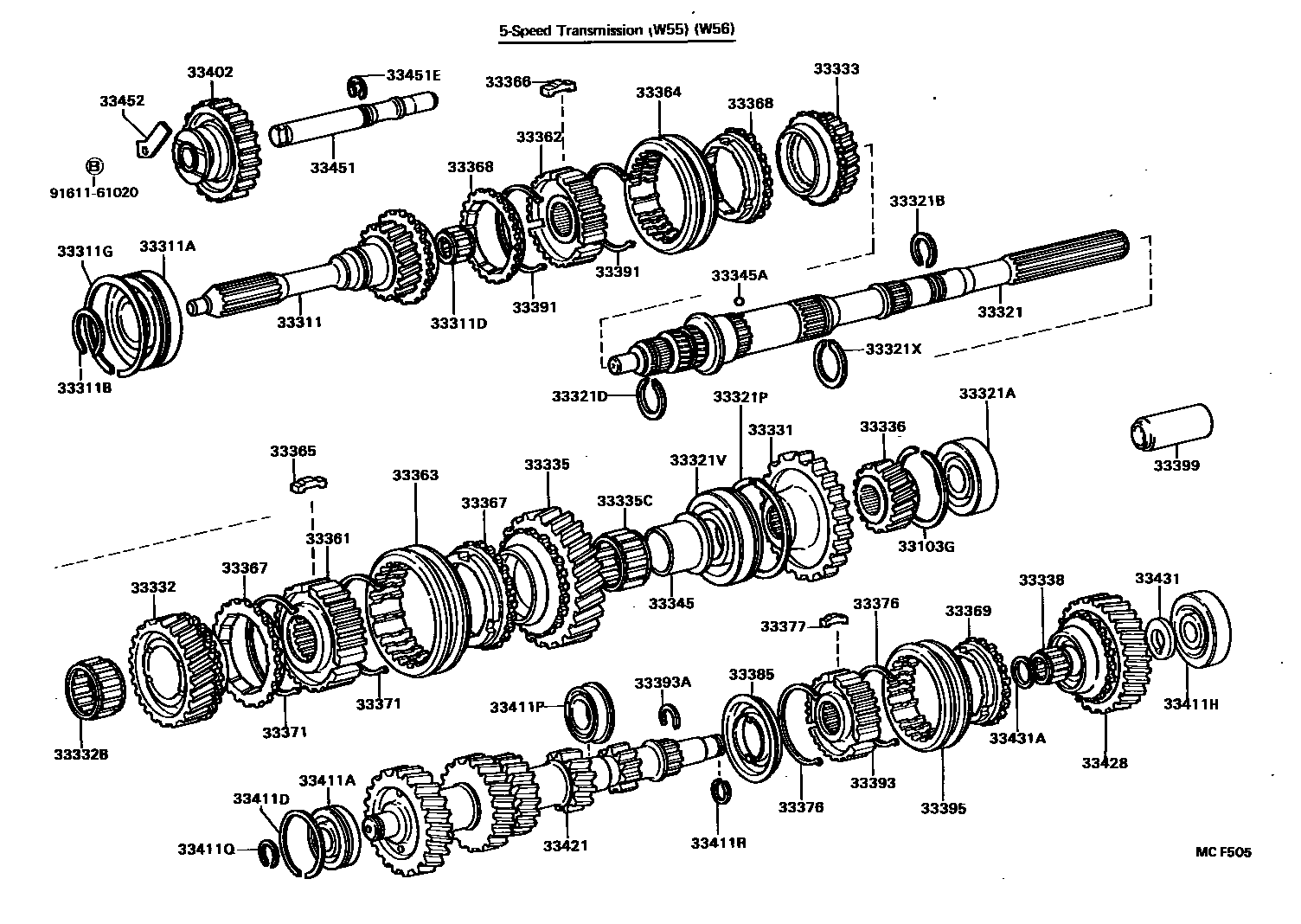 Toyota HILUX 变速器齿轮(MTM) EPC diagram — MCF505
