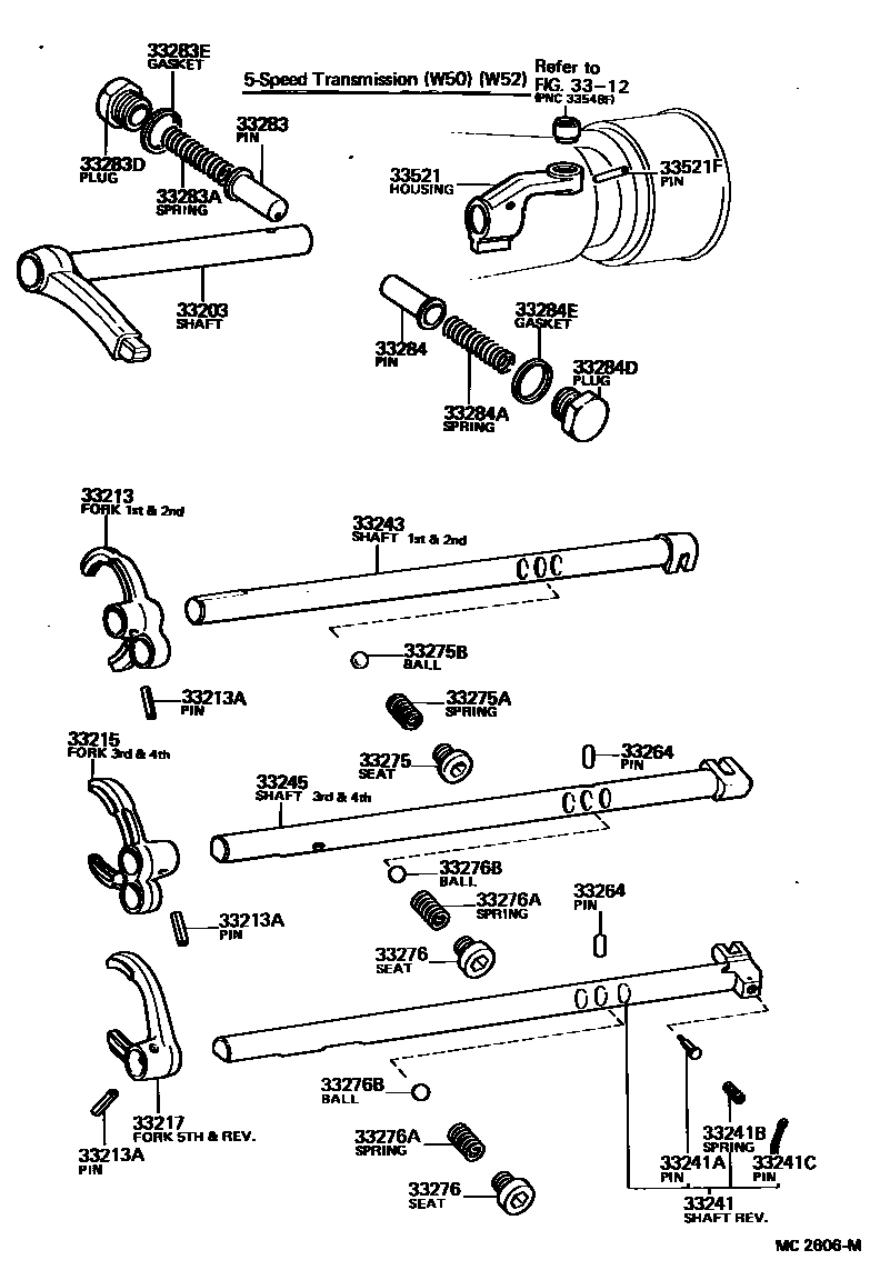Toyota HILUX 换档拨叉和换档杆轴(MTM) EPC diagram — MC2606M
