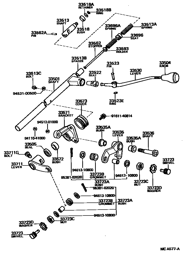Toyota HILUX 控制轴和横轴 EPC diagram — MCA577A