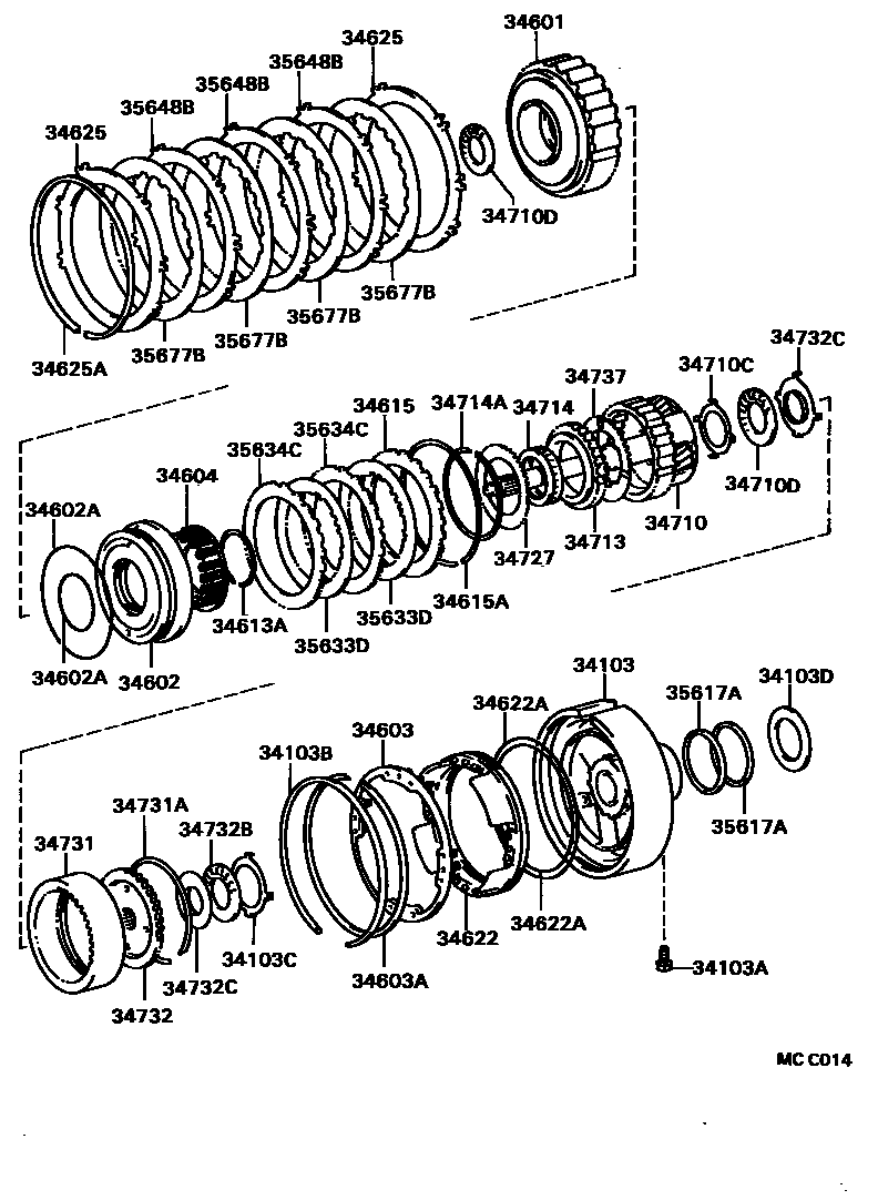 Toyota HILUX 超速档齿轮(ATM) EPC diagram — MCC014