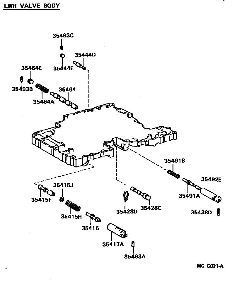 Toyota HILUX 阀体和滤油网(ATM) EPC diagram — MCC021A