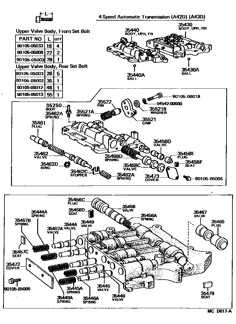 Toyota HILUX 阀体和滤油网(ATM) EPC diagram — MCD017A