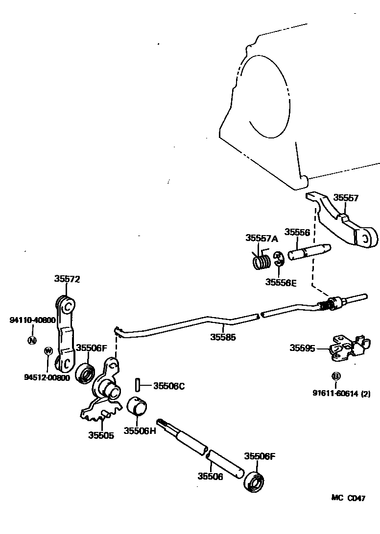 Toyota HILUX 节气阀连杆和阀杆(ATM) EPC diagram — MCC047