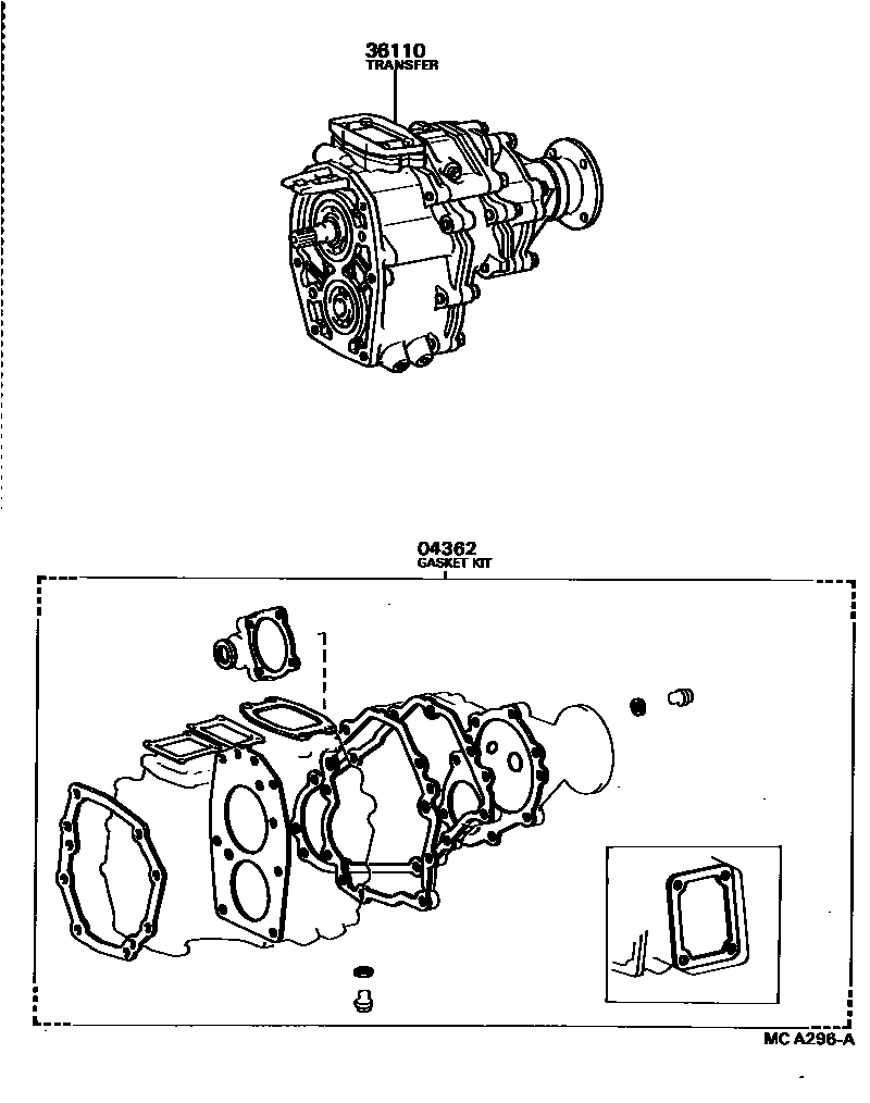 Toyota HILUX Transfer Assembly & Gasket Kit EPC diagram — MCA296A
