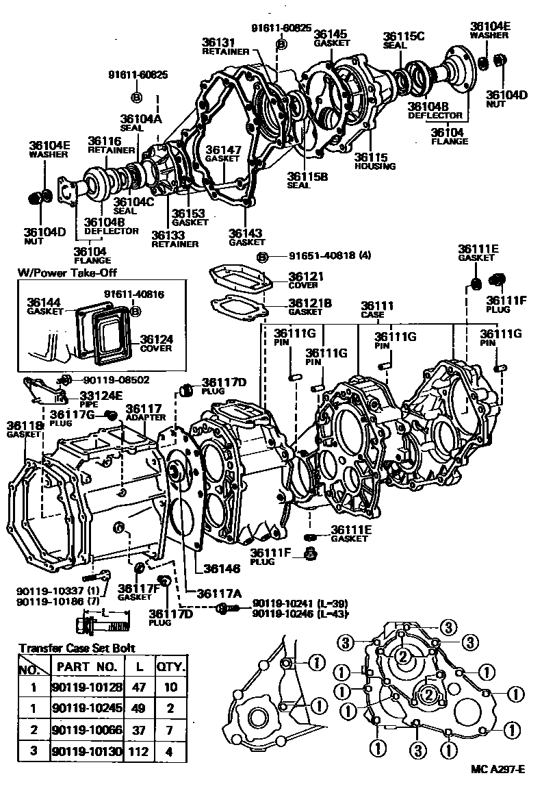 Toyota HILUX Transfer Case & Extension Housing EPC diagram — MCA297E