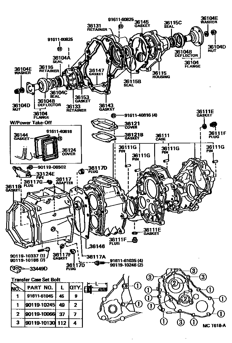 Toyota HILUX Transfer Case & Extension Housing EPC diagram — MCT618A