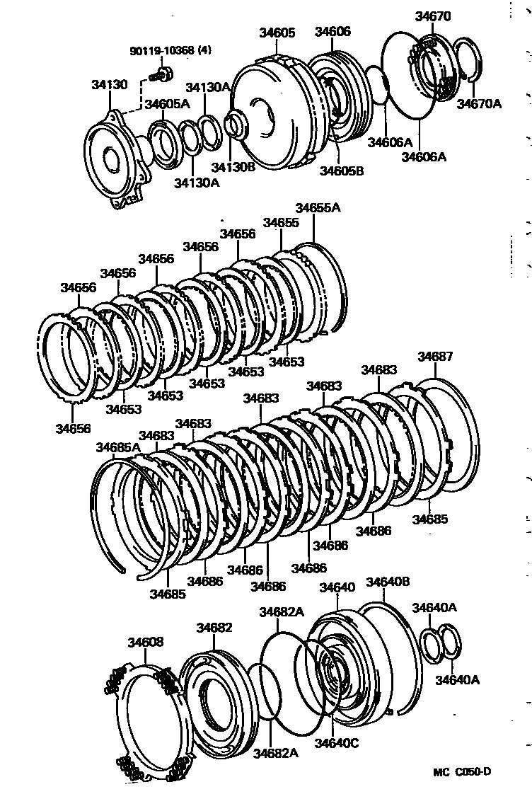 Toyota HILUX 分动器直接档离合器、低速制动器和支架 EPC diagram — MCC050D