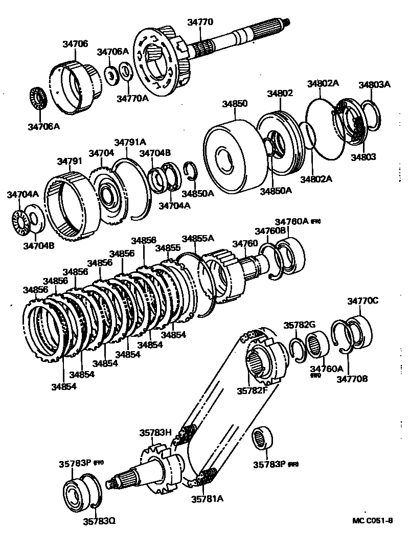 Toyota HILUX 前轮驱动离合器和齿轮 EPC diagram — MCC051B