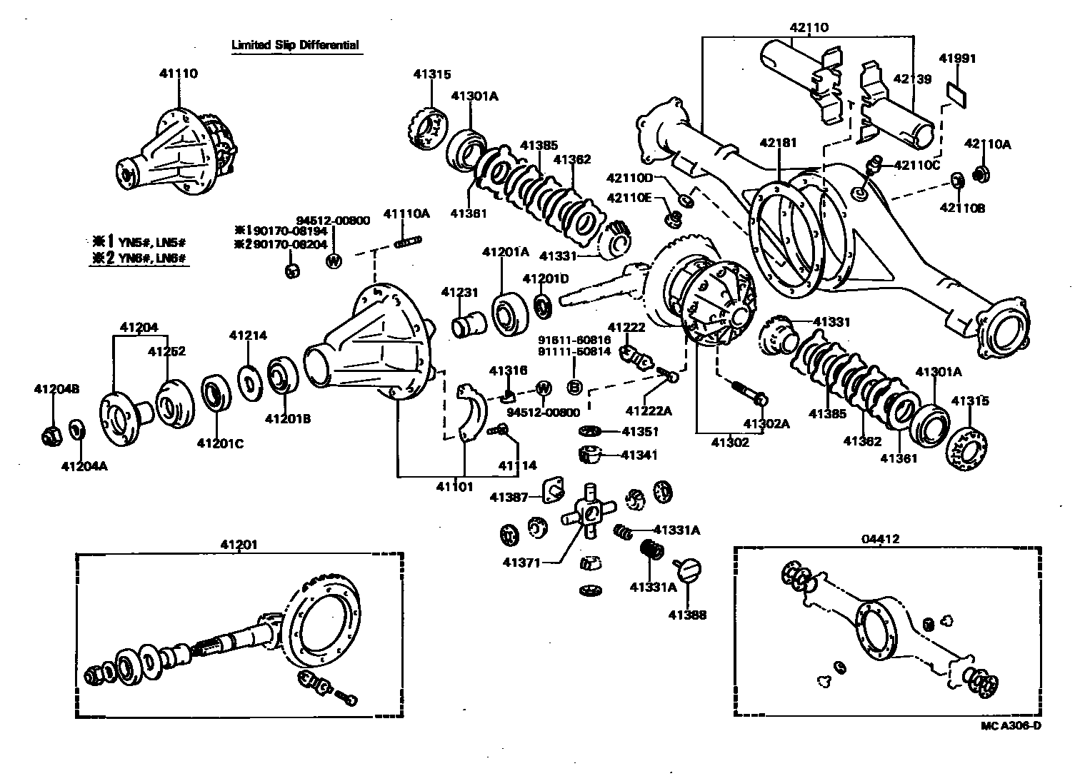 Toyota HILUX 后桥壳和差速器 EPC diagram — MCA306D
