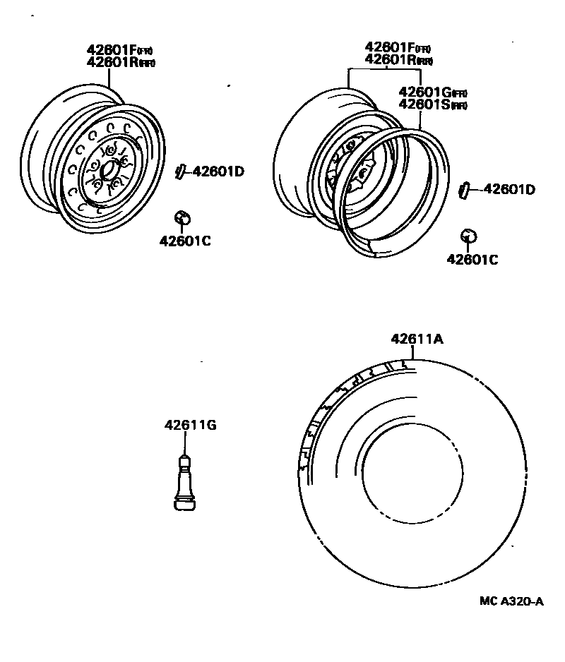 Toyota HILUX 车轮和车轮盖 EPC diagram — MCA320A