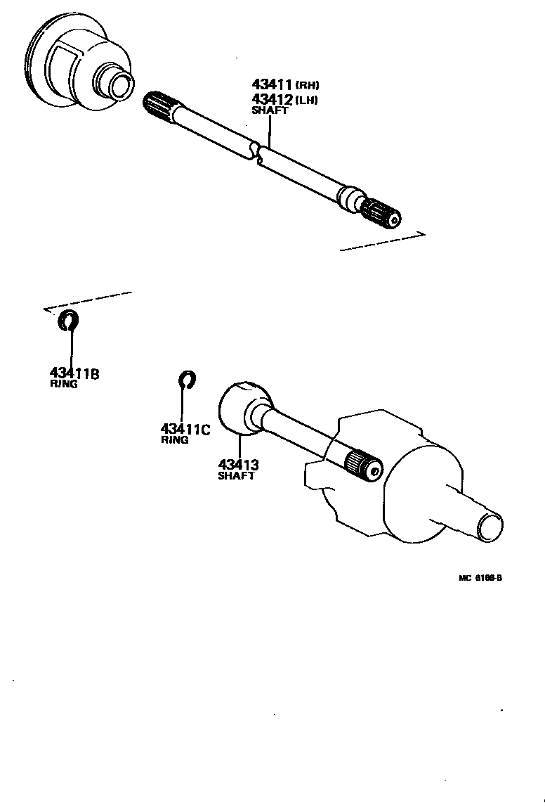 Toyota HILUX Front Drive Shaft EPC diagram — MC6166B