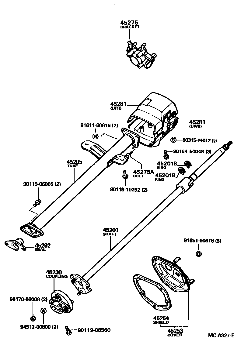 Toyota HILUX Steering Column & Shaft EPC diagram — MCA327E