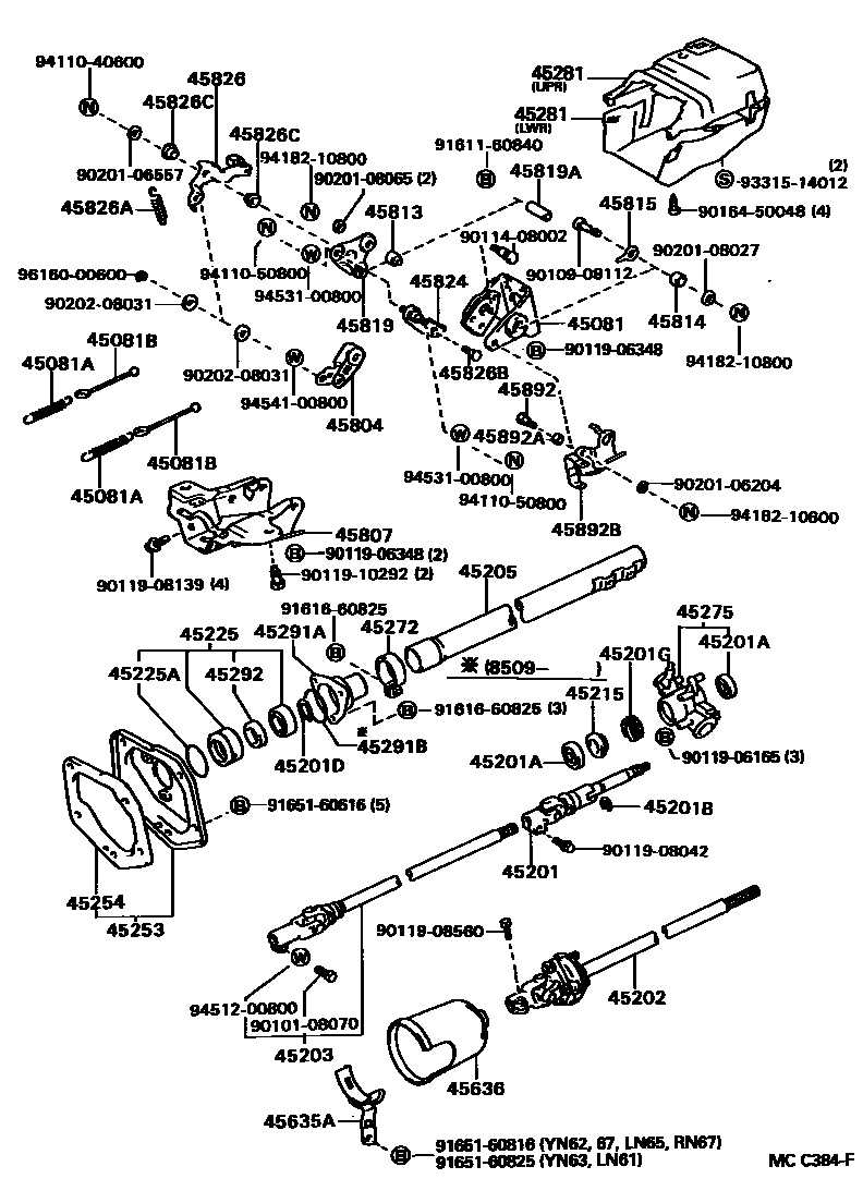 Toyota HILUX Steering Column & Shaft EPC diagram — MCC384F