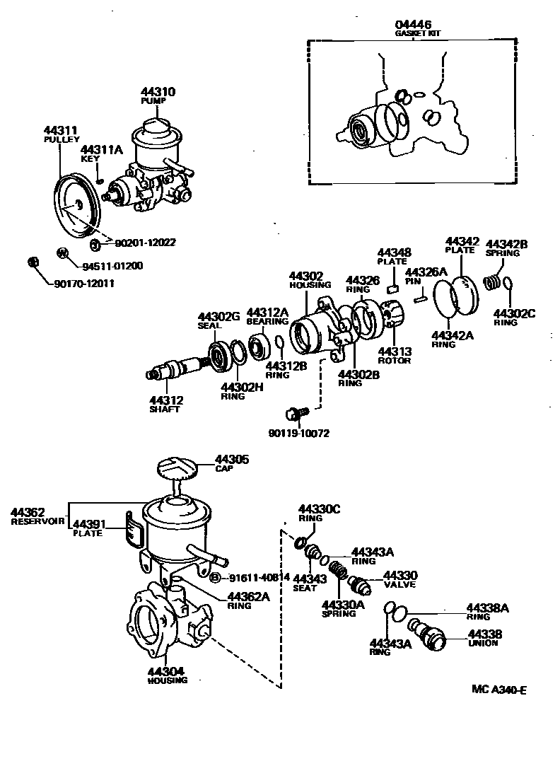 Toyota HILUX 叶片泵和储油罐(动力转向) EPC diagram — MCA340E