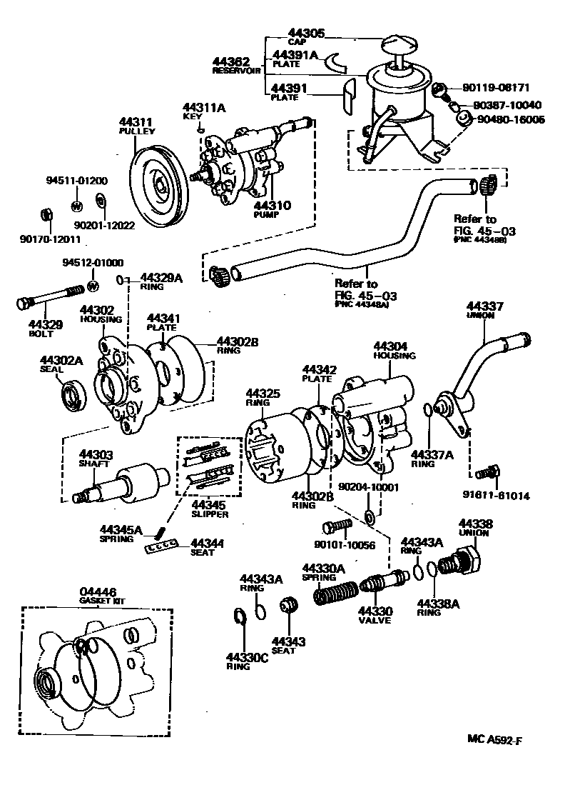 Toyota HILUX 叶片泵和储油罐(动力转向) EPC diagram — MCA592F