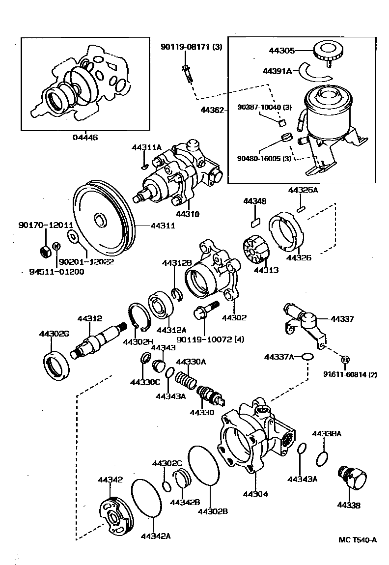 Toyota HILUX 叶片泵和储油罐(动力转向) EPC diagram — MCT540A