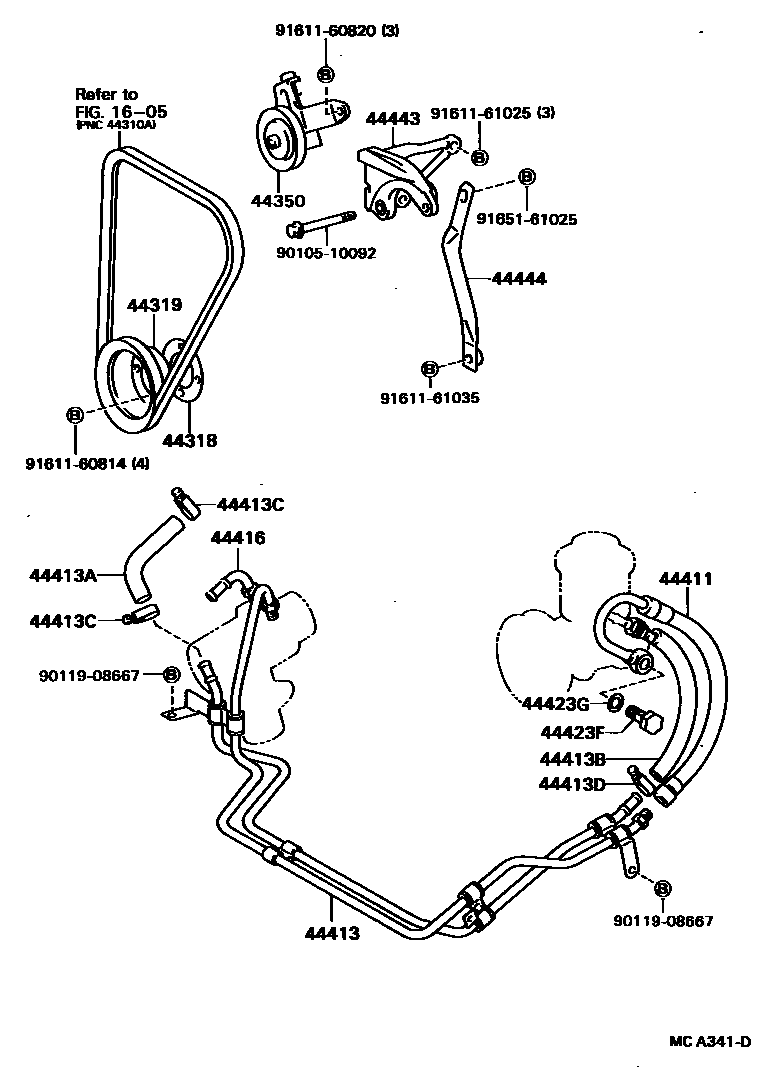 Toyota HILUX 动力转向配管 EPC diagram — MCA341D