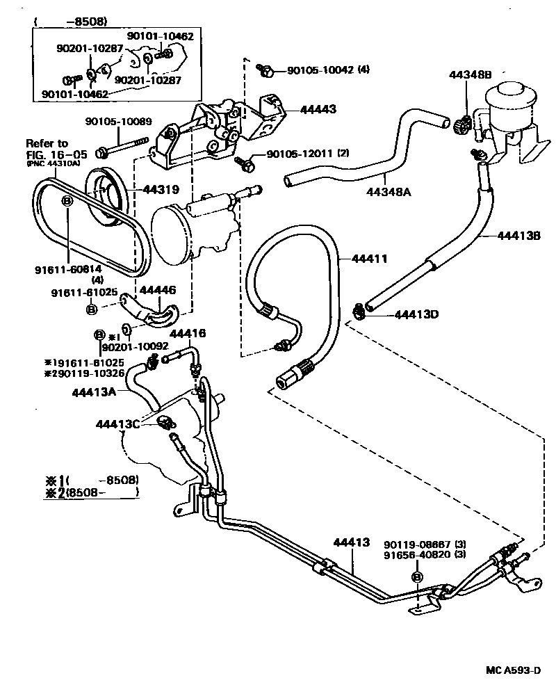 Toyota HILUX 动力转向配管 EPC diagram — MCA593D