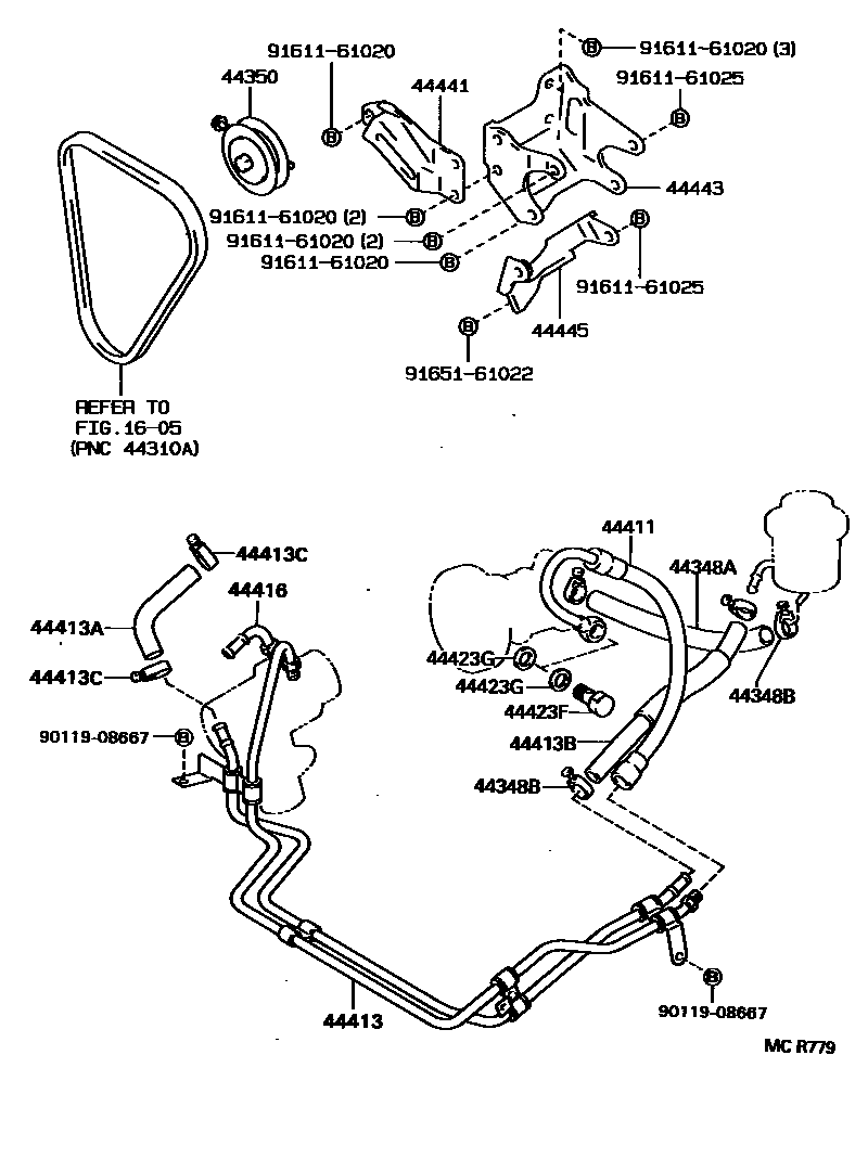 Toyota HILUX 动力转向配管 EPC diagram — MCR779