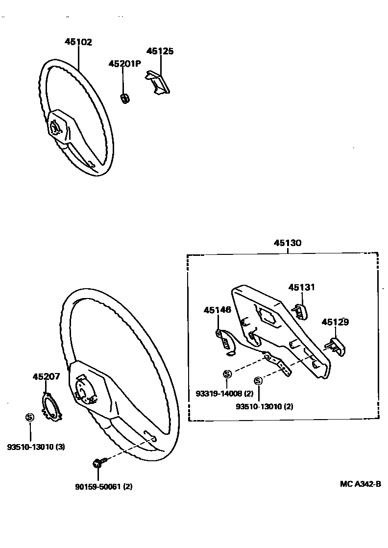 Toyota HILUX Steering Wheel EPC diagram — MCA342B