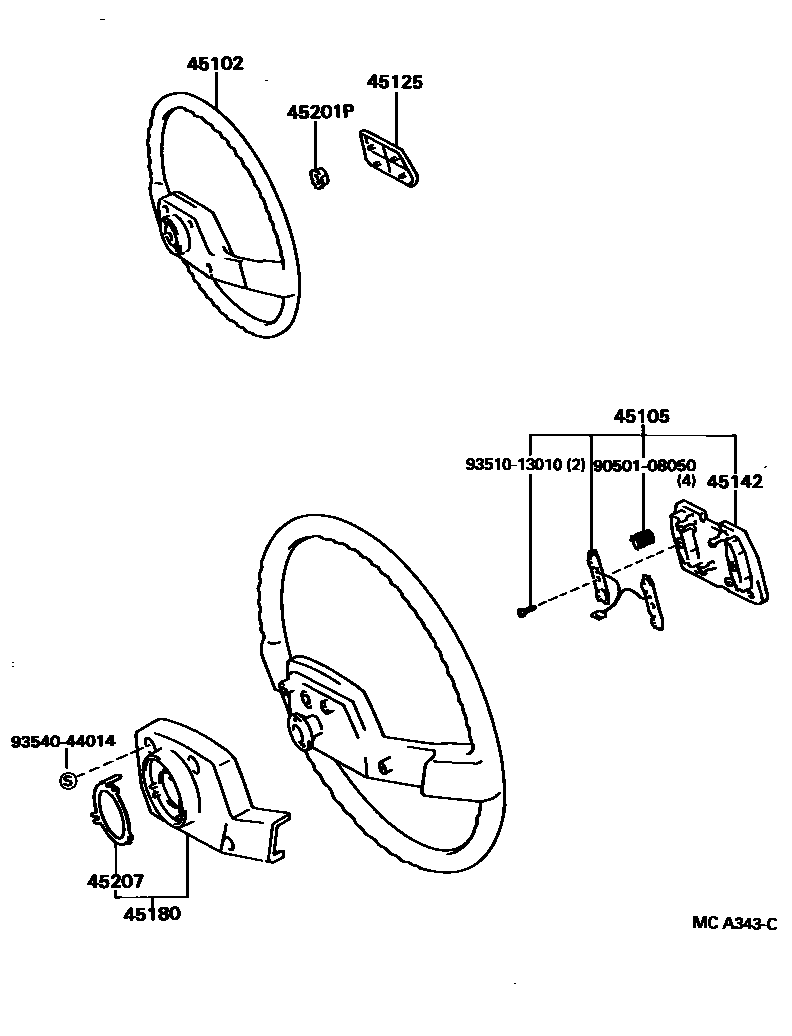 Toyota HILUX Steering Wheel EPC diagram — MCA343C