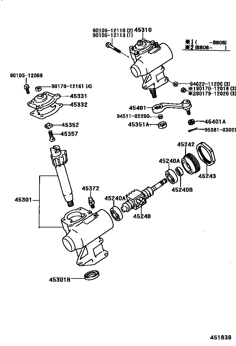 Toyota HILUX 前转向齿轮和连杆 EPC diagram — 451839
