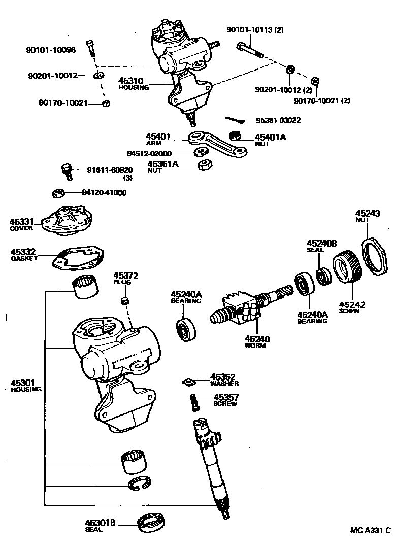 Toyota HILUX 前转向齿轮和连杆 EPC diagram — MCA331C