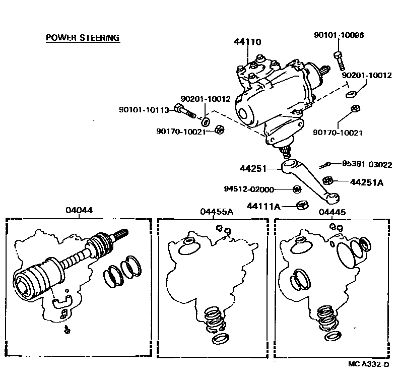 Toyota HILUX 前转向齿轮和连杆 EPC diagram — MCA332D