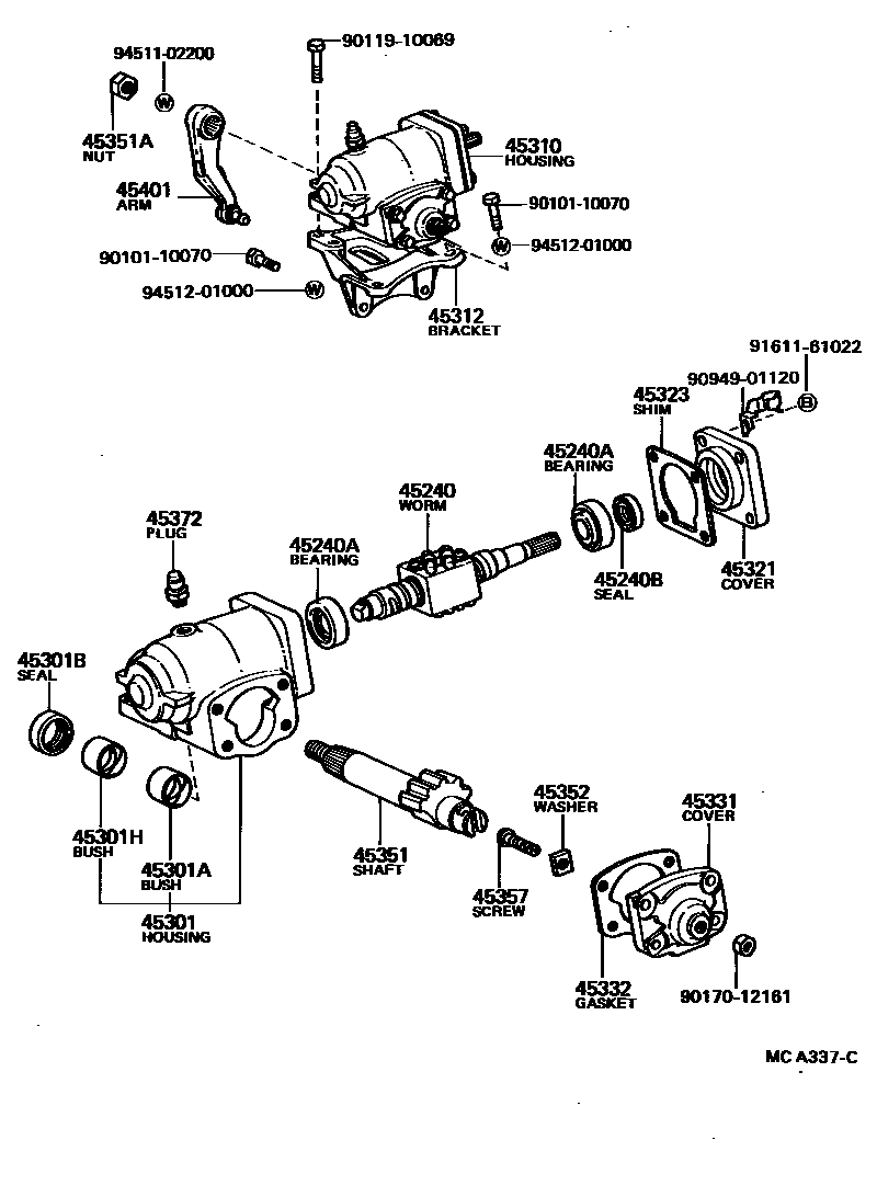 Toyota HILUX 前转向齿轮和连杆 EPC diagram — MCA337C