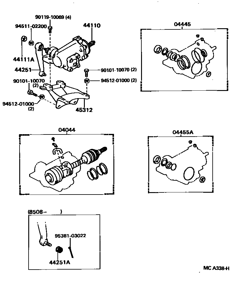 Toyota HILUX 前转向齿轮和连杆 EPC diagram — MCA338H
