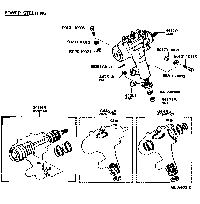Toyota HILUX 前转向齿轮和连杆 EPC diagram — MCA403D