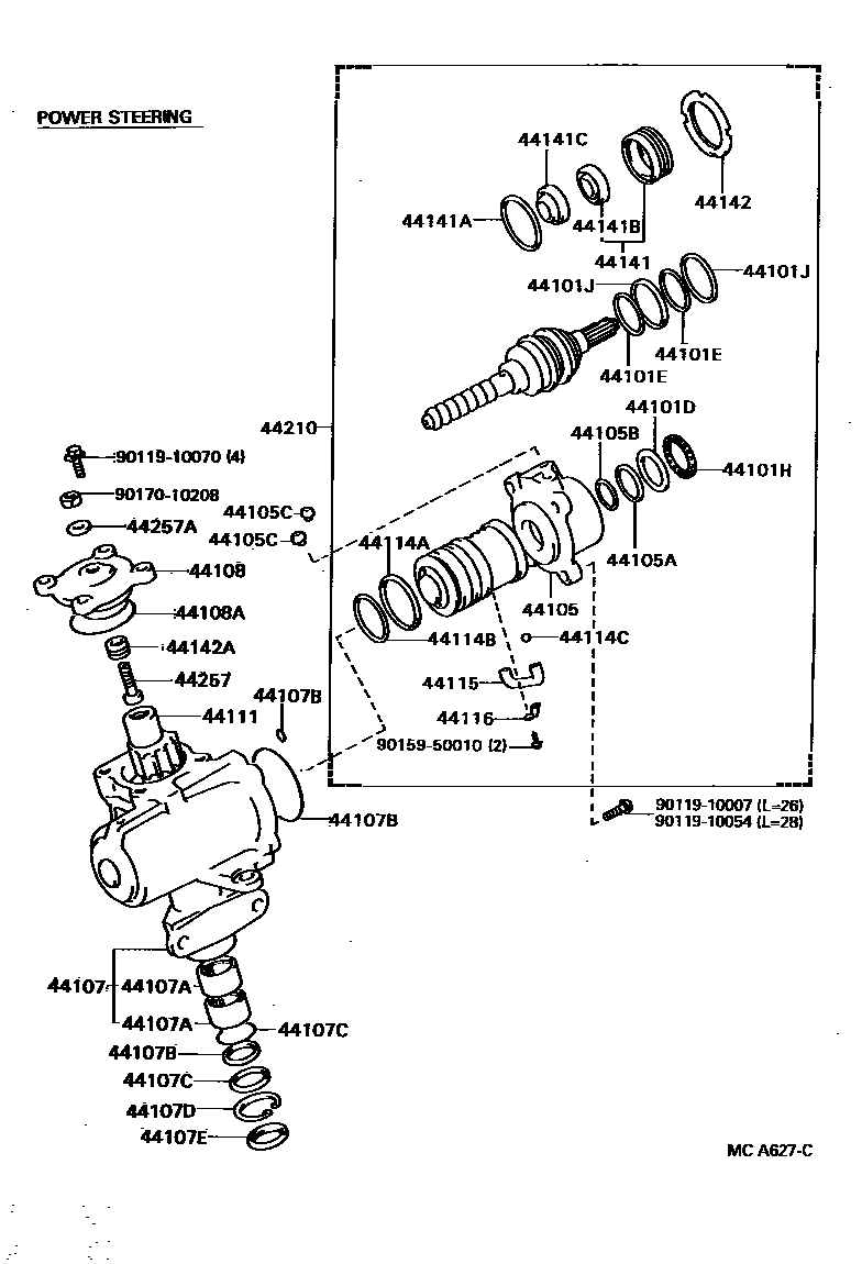 Toyota HILUX 前转向齿轮和连杆 EPC diagram — MCA627C
