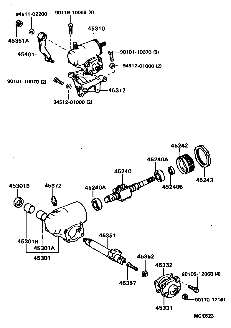 Toyota HILUX 前转向齿轮和连杆 EPC diagram — MCE623