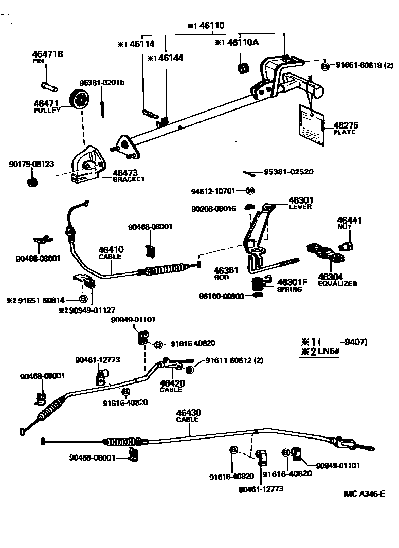 Toyota HILUX Parking Brake & Cable EPC diagram — MCA346E