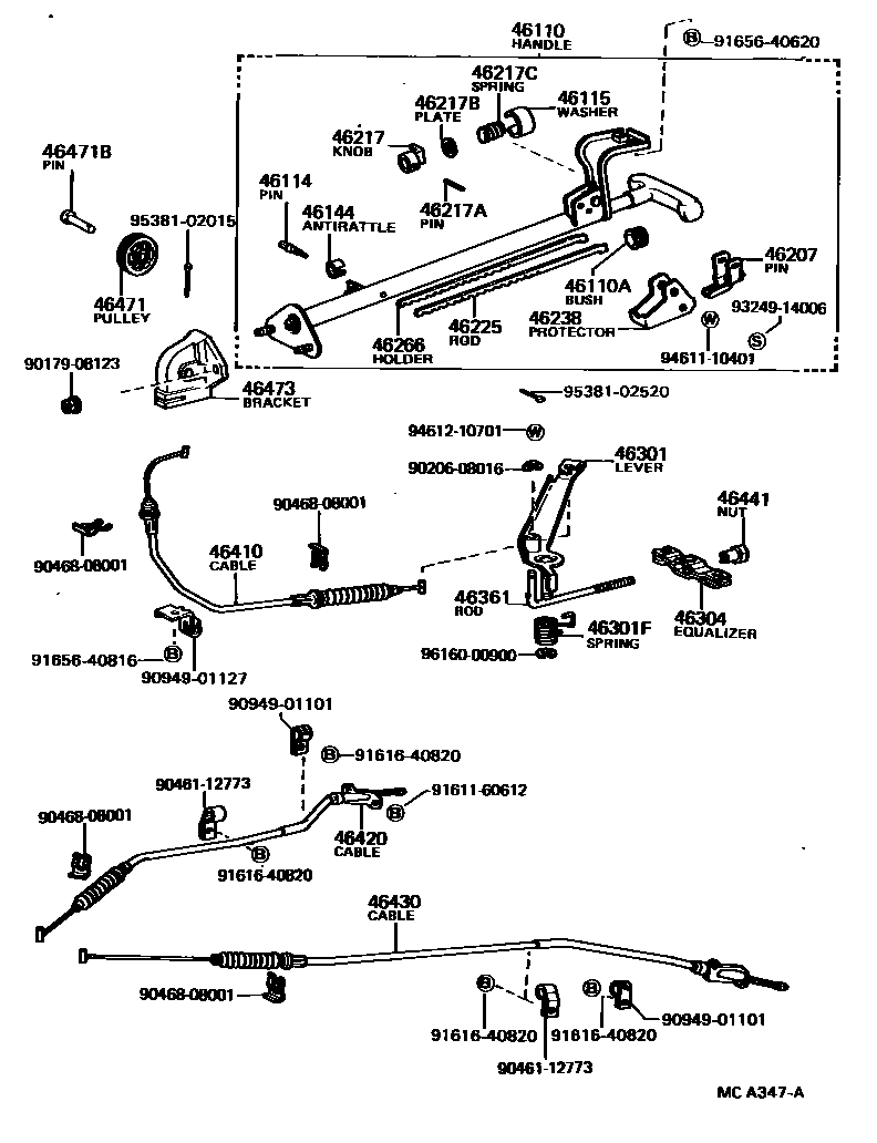 Toyota HILUX Parking Brake & Cable EPC diagram — MCA347A