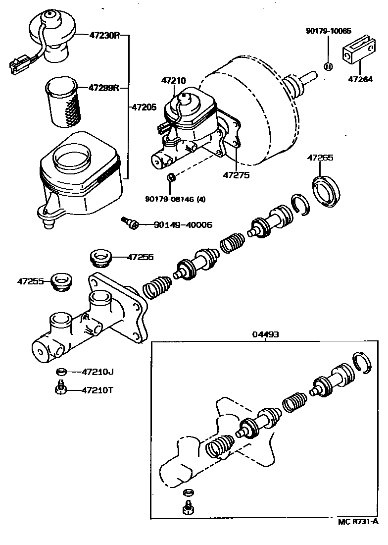 Toyota HILUX 制动总泵 EPC diagram — MCR731A